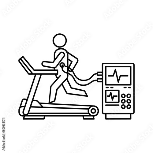 Stress test icon isolated on, a diagnostic procedure to measure the hearts ability to respond