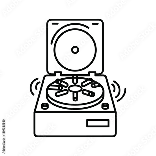 Laboratory centrifuge machine spinning samples isolated on medical equipment vector illustration