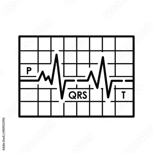 Illustration of an electrocardiogram ecg graph showing heart activity isolated on