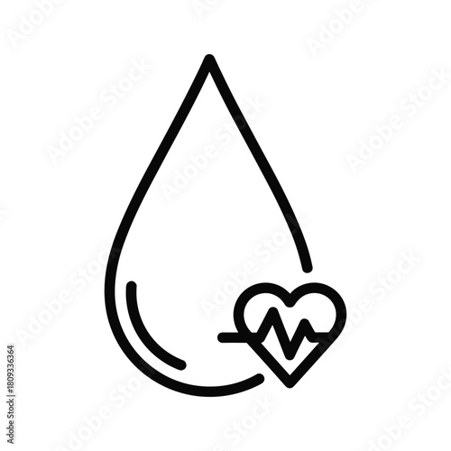 Blood donation concept with heart rate isolated on symbol of blood transfusion and health
