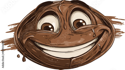 Happy Chocolate Cartoon Face Vector Illustration for Design Projects