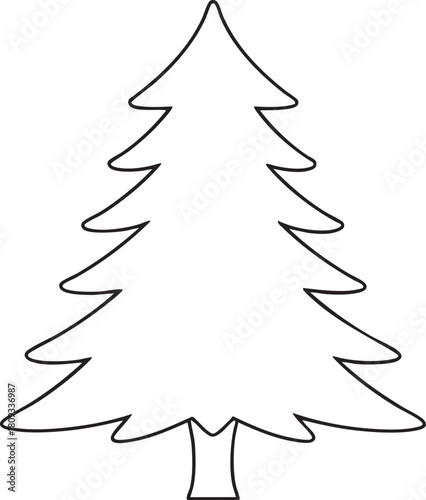 Evergreen christmas tree simple outline illustration representing festive decoration and nature concept