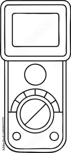 Multimeter outline line art vector illustration symbolizing electrical testing and electronic repair tools