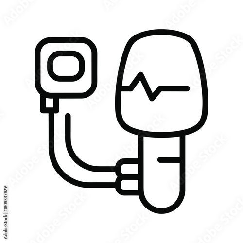 Illustration of a defibrillator with paddles and a cable isolated on
