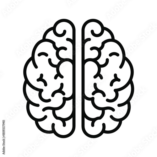 Human brain icon isolated on representing intelligence, memory, and cognitive function