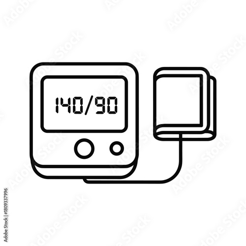 Illustration of a blood pressure monitor with cuff isolated on