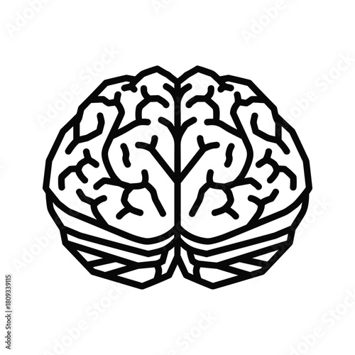 Human brain icon isolated on, representing intelligence, memory, and cognitive function