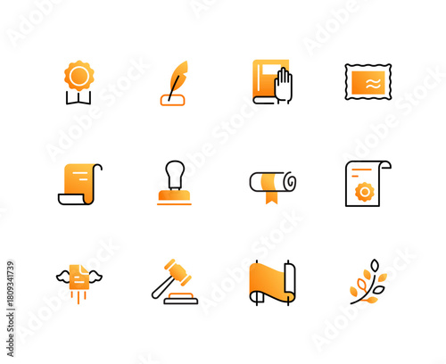 Legal services - set of line design style icons