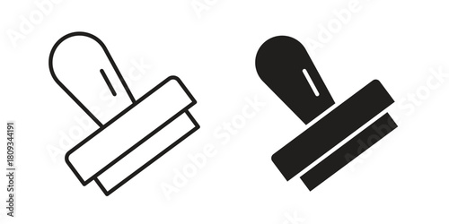 Approval stamp icon symbol in filled and line style. Vector icon collection