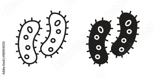 Bacteria icon symbol in filled and line style. Vector icon collection