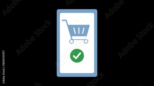 Animated Online Shopping Icon with Confirmation Screen