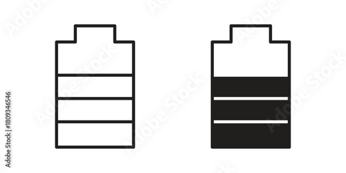 Battery icon symbol in filled and line style. Vector icon collection
