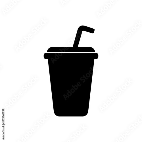 ストロー付きドリンクカップのシルエットアイコン /｜Drink Cup with Straw Silhouette Icon