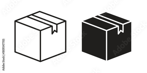 Box icon symbol in filled and line style. Vector icon collection