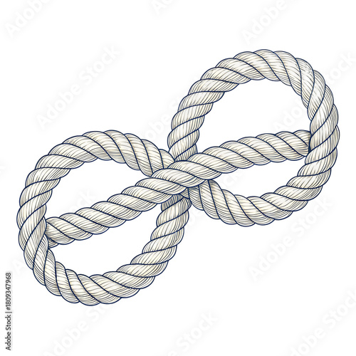 Infinity loop made of rope nautical knot illustration symbol of endlessness and connection
