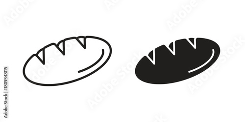 Bread loaf icon symbol in filled and line style. Vector icon collection