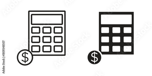 Budget icon symbol in filled and line style. Vector icon collection