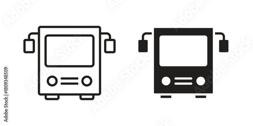 Bus icon symbol in filled and line style. Vector icon collection