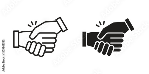 Business deal icon symbol in filled and line style. Vector icon collection