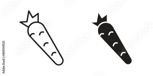 Carrot icon symbol in filled and line style. Vector icon collection