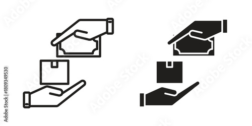 Cash on delivery icon symbol in filled and line style. Vector icon collection