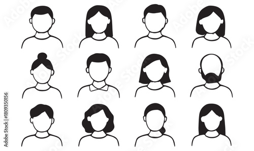 Stylized Minimal Human Portraits – Diverse Avatar Icon Set