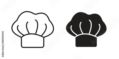 Chef hat icon symbol in filled and line style. Vector icon collection