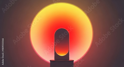 Illumination device projects a warm, gradient circle of light onto a dark background