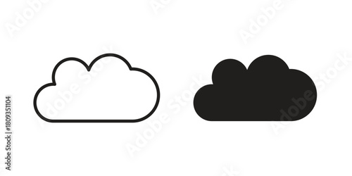 Cloud icon symbol in filled and line style. Vector icon collection