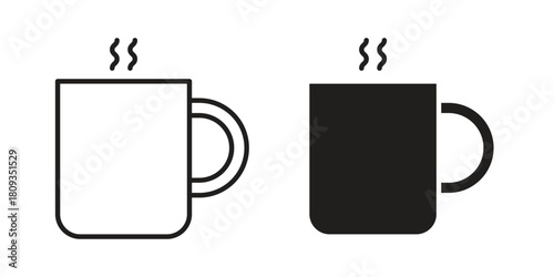 Coffee icon symbol in filled and line style. Vector icon collection