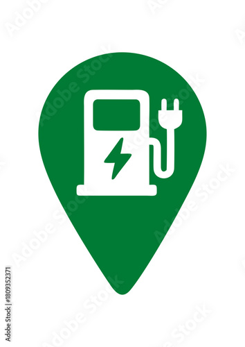 Electric fuel pump icon in green location marker style  