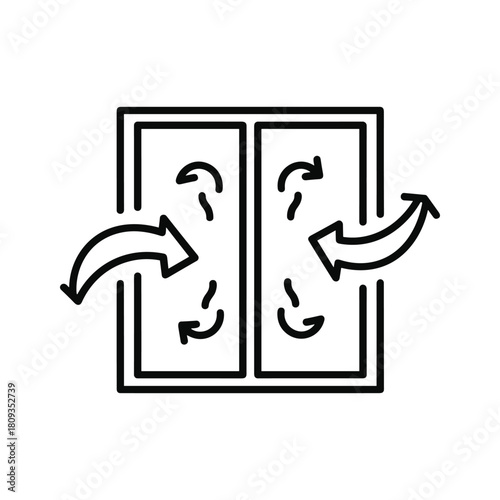 Window ventilation system with arrows isolated on