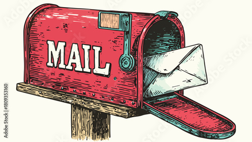 Mailbox with 'mail' in corner vector illustration for professional designs