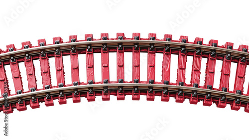 Detailed Model of Train Track with Red Track in Center