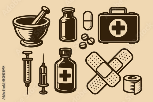 Vintage Medical Tools Icons