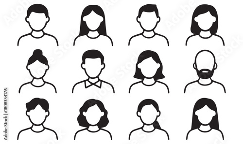 Minimalist Abstract Human Avatars Collection – Diverse Profile Icons Set