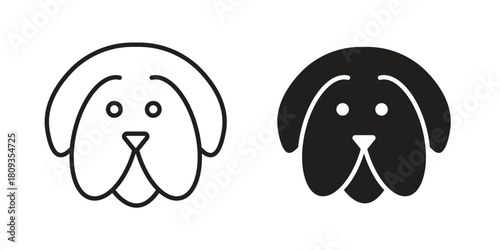 Dog icon symbol in filled and line style. Vector icon collection