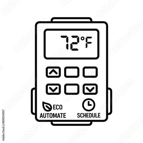 Smart thermostat with automate and schedule functions isolated on