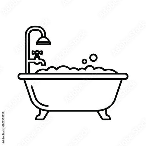 Illustration of a bathtub with bubbles isolated on, perfect for a relaxing spa day