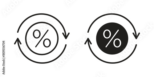 Exchange rate icon symbol in filled and line style. Vector icon collection