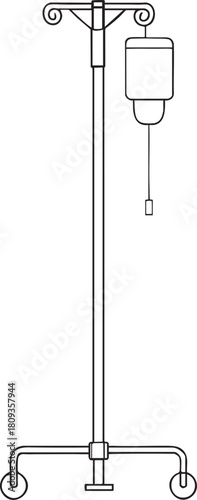 IV stand outline illustration showing medical infusion equipment essential for hospital treatment and patient care