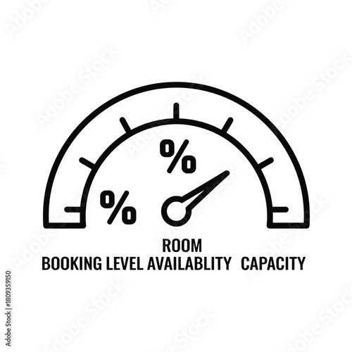 Room booking level availability capacity gauge icon, representing hotel occupancy and reservation status, isolated on