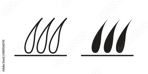 Hair icon symbol in filled and line style. Vector icon collection
