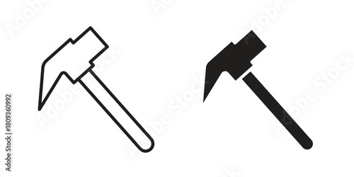 Hammer icon symbol in filled and line style. Vector icon collection