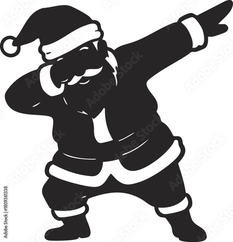 Funny Santa Claus dabbing pose vector, perfect for Christmas party invitations, digital art, stickers, and festive merchandise
