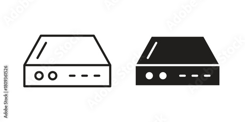 Hard drive icon symbol in filled and line style. Vector icon collection