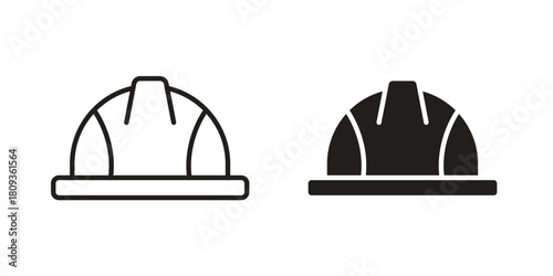 Hard hat icon symbol in filled and line style. Vector icon collection