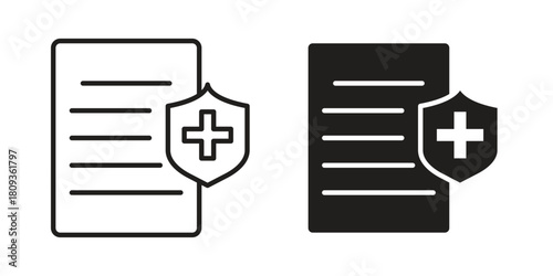 Health insurance icon symbol in filled and line style. Vector icon collection
