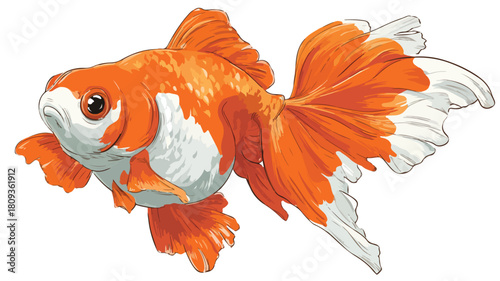 Adorable Pensive Goldfish with Closed Eyes Funny Fish Vector