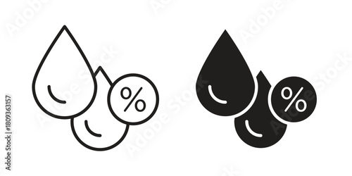 Humidity icon symbol in filled and line style. Vector icon collection